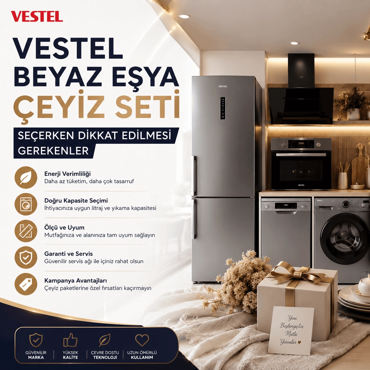 Vestel Beyaz Eşya Çeyiz Seti Seçerken Dikkat Edilmesi Gerekenler