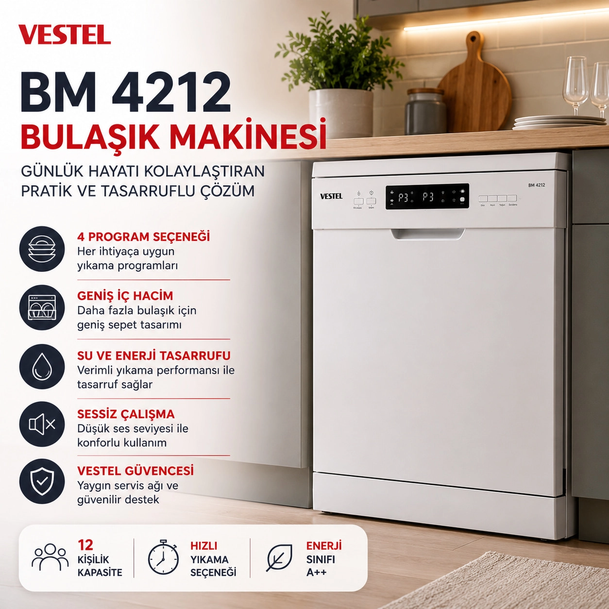 Vestel BM 4212 Bulaşık Makinesi Özellikleri ve Avantajları